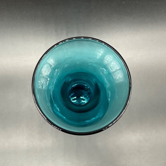 Turquoise Blue Bud Vase Blown Glass Handmade Floral Decorative Centerpiece - Picture 3 of 7